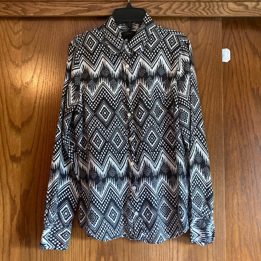 J. Crew Ikat pattern linen shirt, size 6